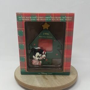 Disney Mickey Mouse Baby's First Christmas Ornament 1996 Frame Disney Store